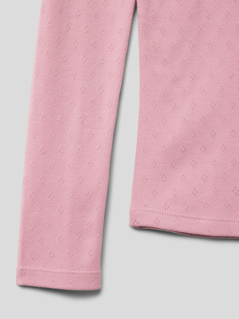 Longsleeve mit Ajour-Muster in hellrosa