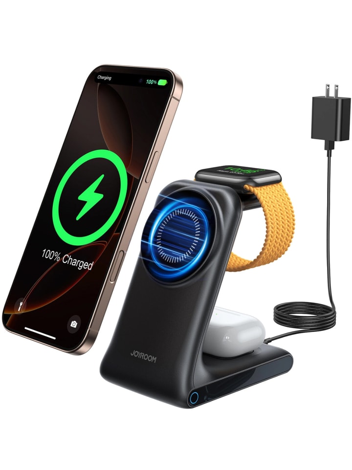 COFI 1453 Joyroom JR-W15 Wireless Charger 3-in-1 Ladestation  MagSafe - Schwarz in Schwarz günstig kaufen onesize