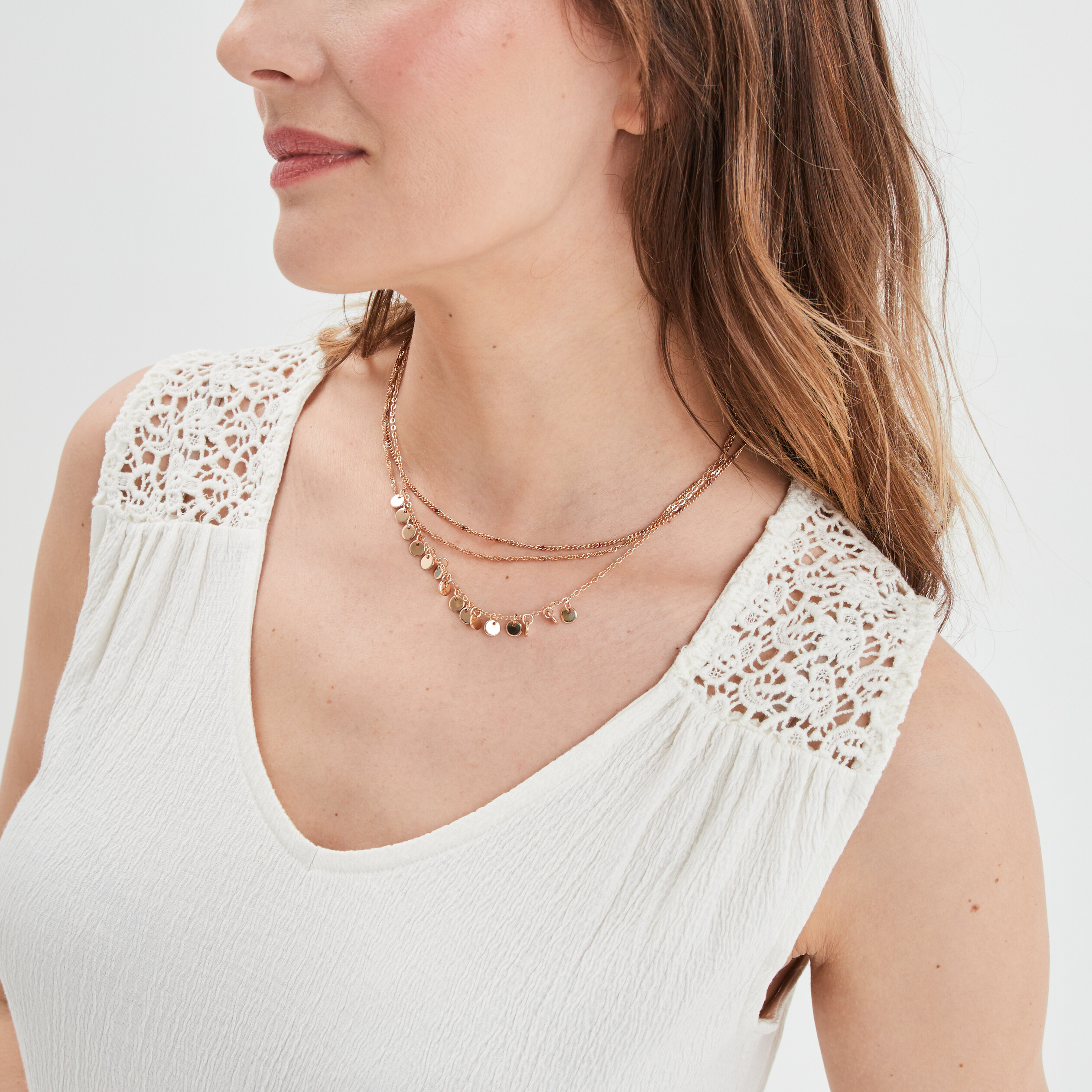 Débardeur épaules macramé col en V blanc femme | La Halle