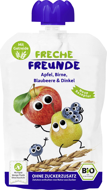 Freche Freunde Bio Quetschie Apfel, Birne, Blaubeere & Dinkel