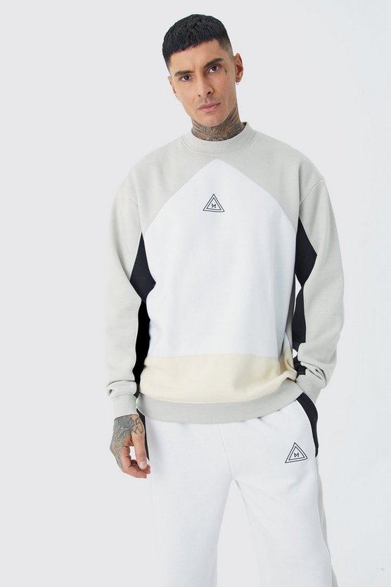 Tall Oversize Colorblock Sweatshirt-Trainingsanzug