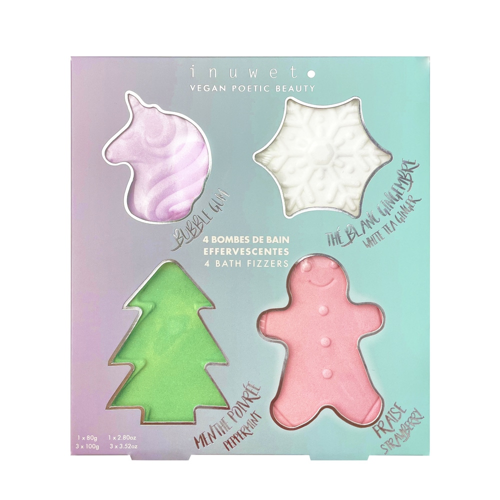 Inuwet Coffret 4 bombes de bain effervescentes Bombe de Bain Vegan