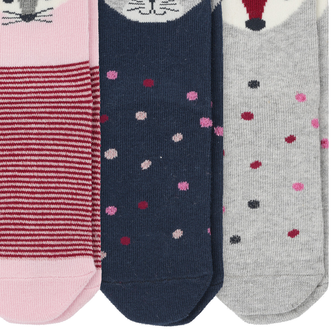 3 Paar Mädchen Socken mit Tier-Motiven