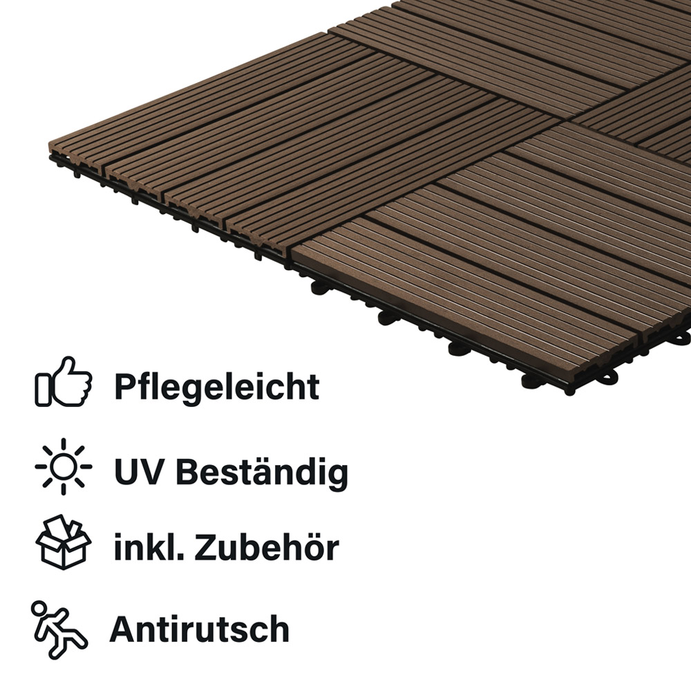Home Deluxe WPC Holzfliesen BAVARO Dunkelbraun 3 m²