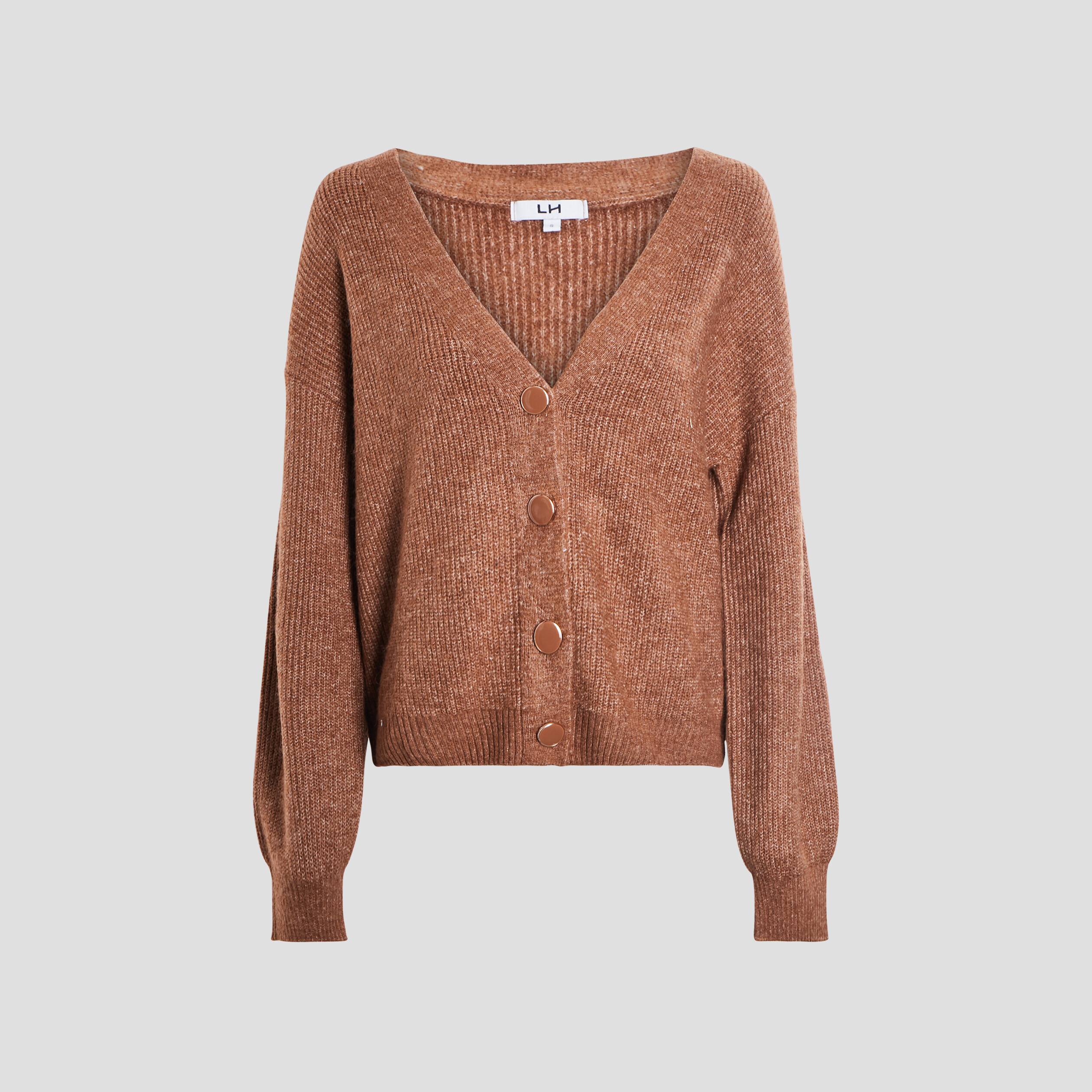 Gilet boutonné col en V marron clair femme | La Halle