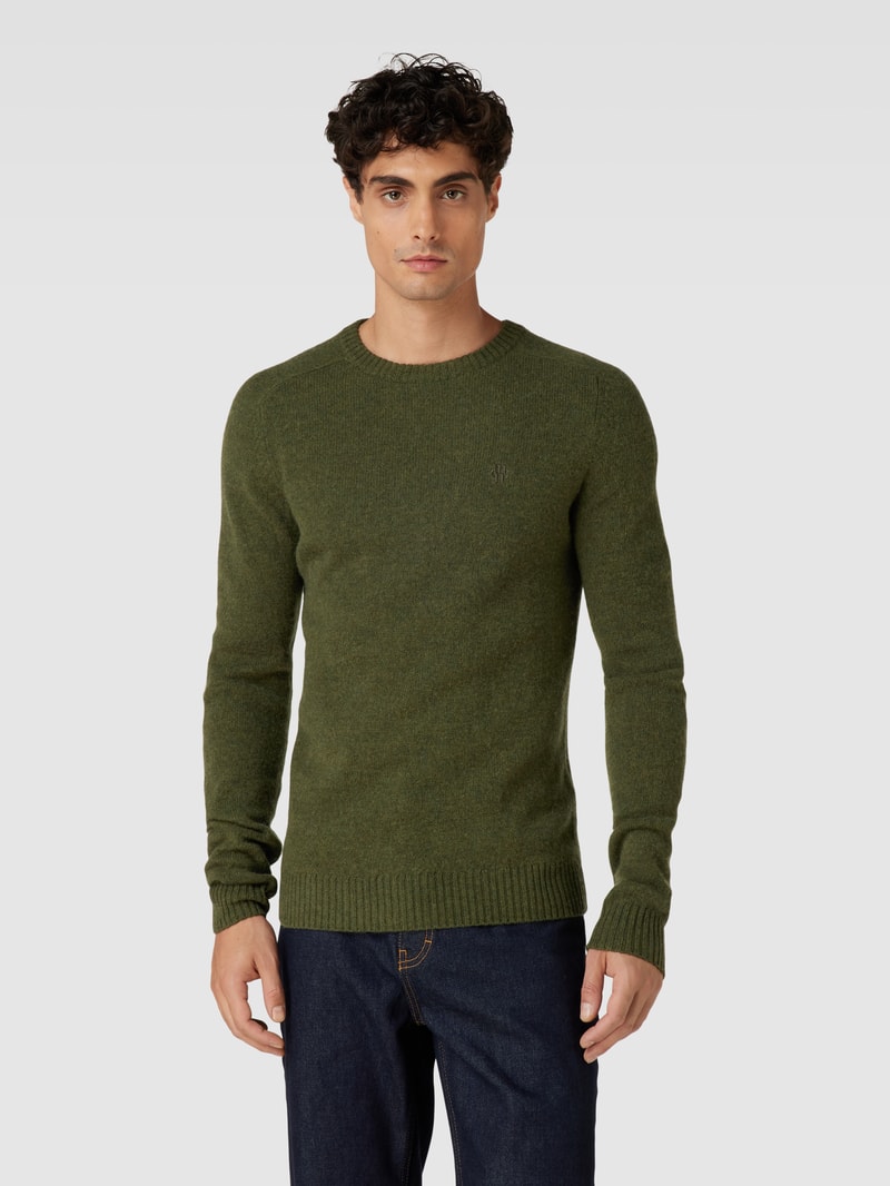 Strickpullover aus Lammwolle Modell 'TANGUY' in olivgrün meliert