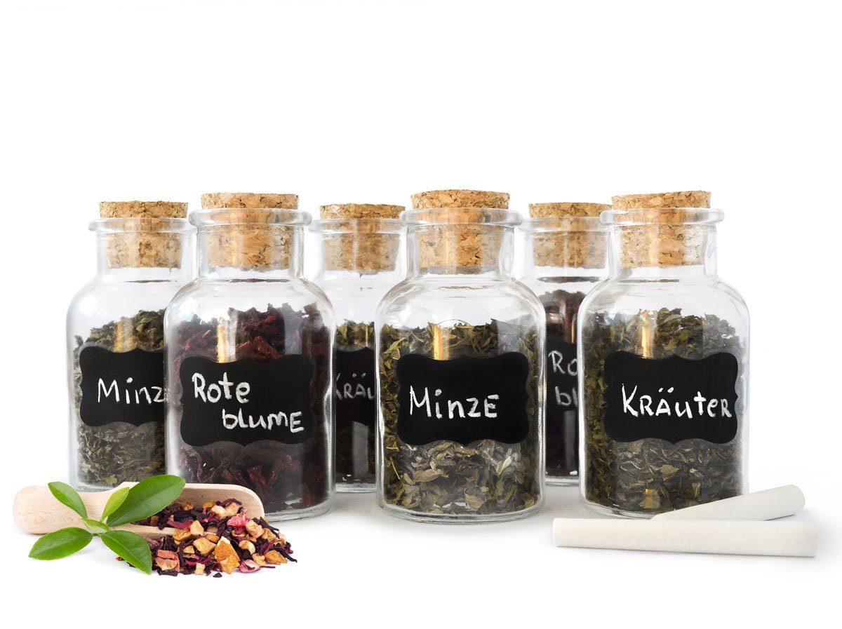 Sendez Gewürzbehälter 12 Gewürzgläser mit Korkverschluss 180ml Vorratsdose Gewürzdosen Glasdose Vorratsgläser mit. 24 Etiketten + Stift