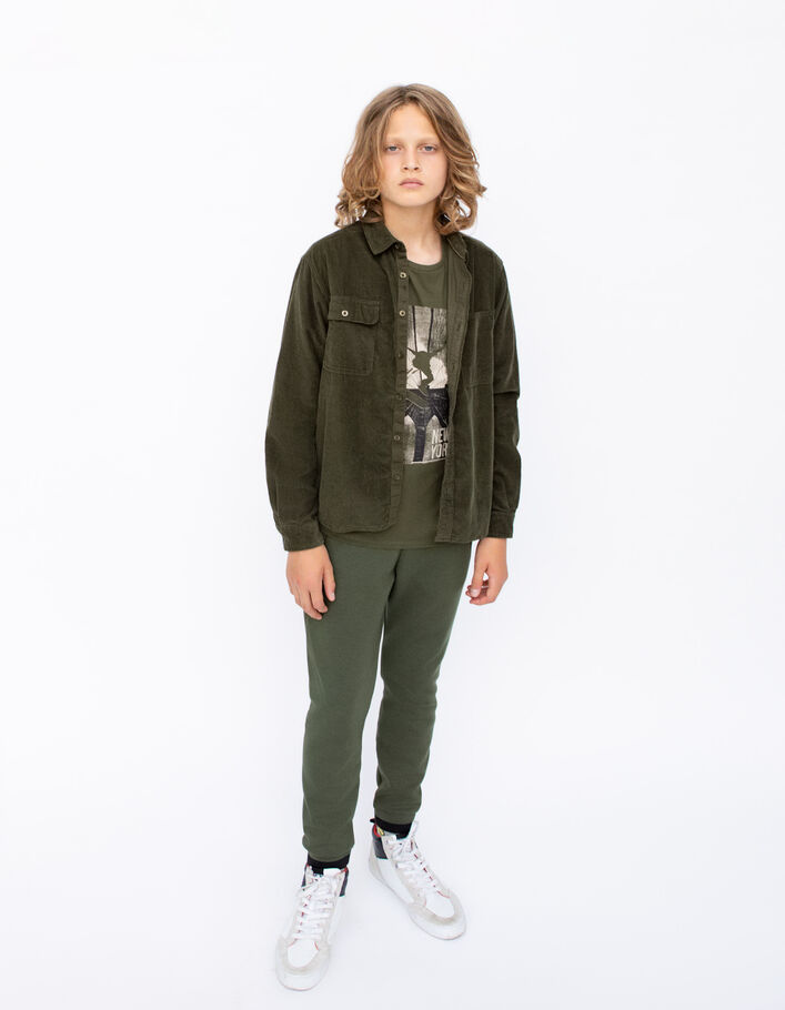 Chemise kaki velours milleraies garçon