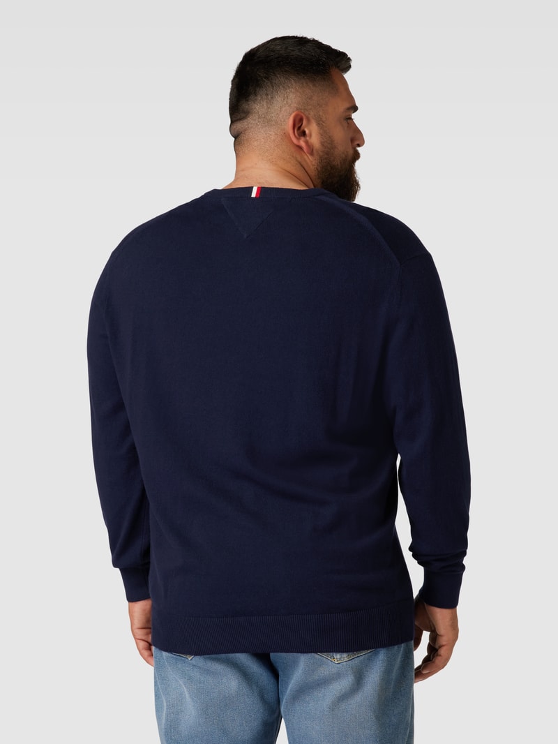 PLUS SIZE Strickpullover mit Logo-Stitching Modell 'PIMA' in marineblau