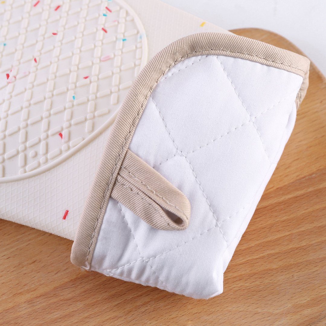 FIDDY Topfhandschuhe Ofenhandschuh- und Topflappenset mit hitzebeständigen, (Silikonofenhandschuhen und einem Hitzeschutz, 1-tlg), geeignet für das Kochen und bestehend aus einem Set mit 3 Teilen.