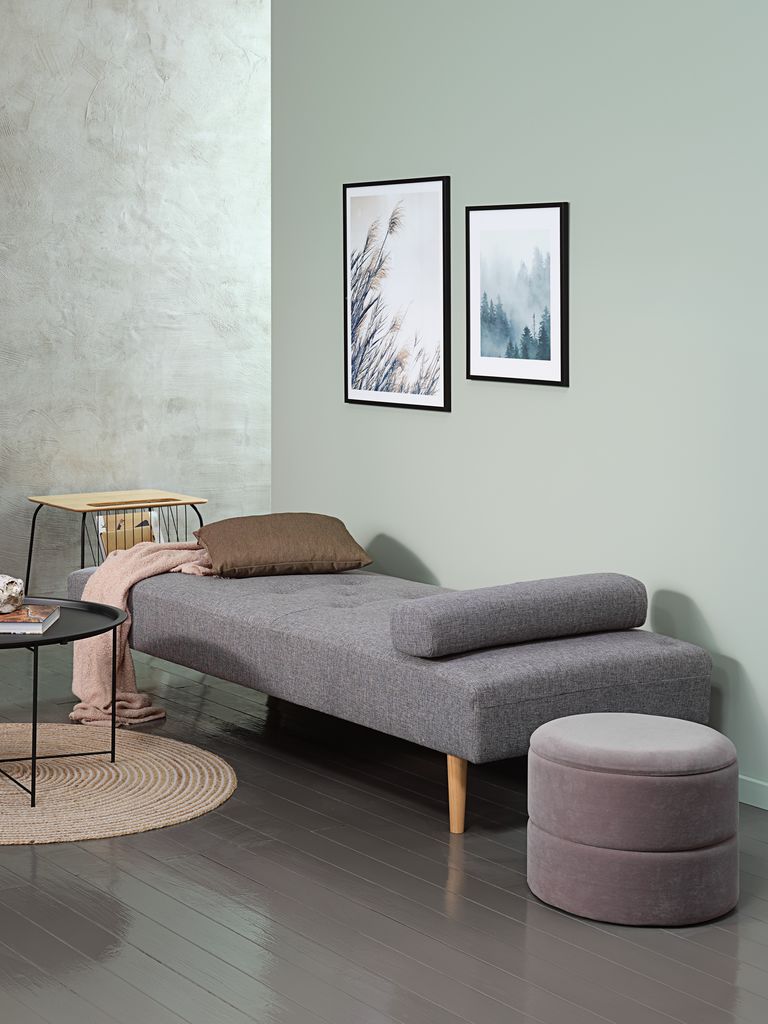 NOREFJELL Sofa rozkładana NOREFJELL 200x80 jasnoszara tkanina/w kolorze dębu