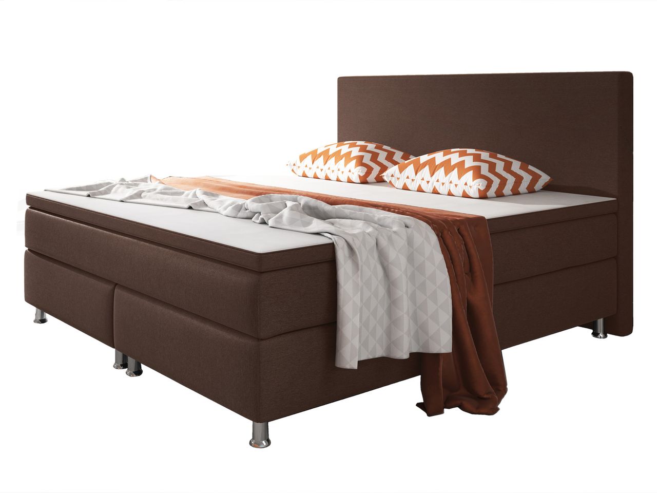 IHG Boxspringbett Berlin 180x200 cm Webstoff Braun