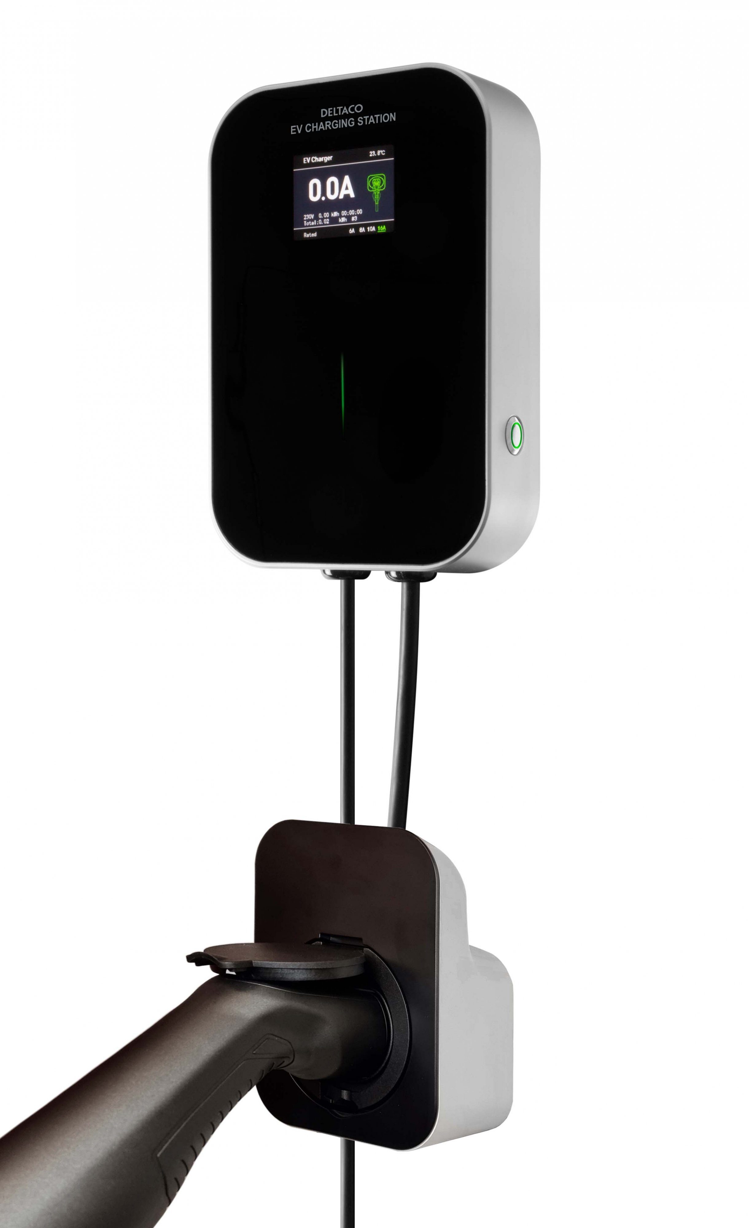 DELTACO Stationäre Ladestation Elektroauto-Ladestation EV-4120, IP54 Zertifiziert, 3,6kW / 16A, 1-phasig, Komplett Set, Ladekabel IP66 Zertifiziert, 3,6kW / 16A, 1-phasig