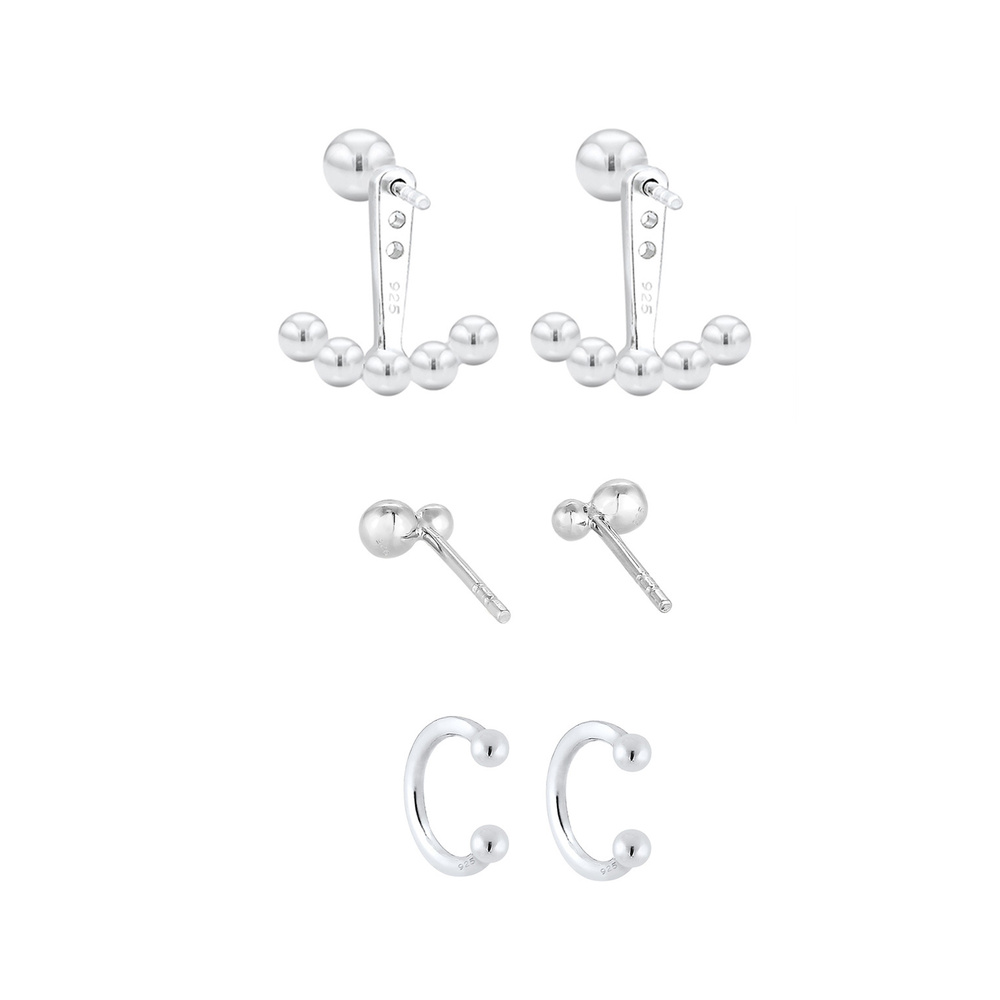 Elli Elli Boucles d'Oreilles Boules Geo Boucles d'Oreilles Femme - (925/1000) Argent Boucles d'oreilles