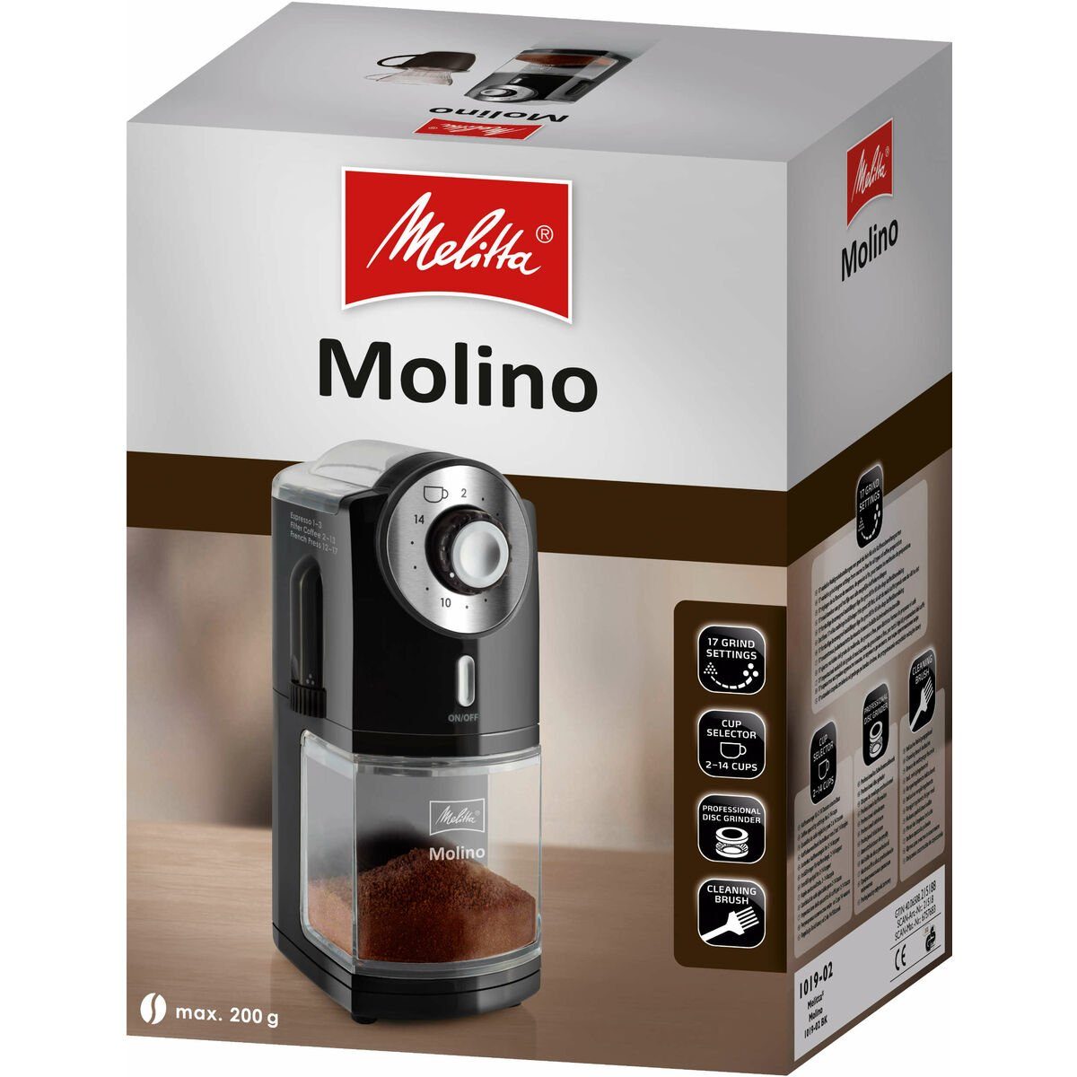 Melitta Kaffeemühle Kaffeemühle Melitta 1019-02 200 g Schwarz 14 Tassen