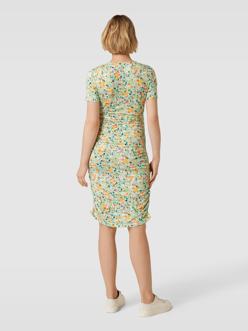 Knielanges Umstands-Jerseykleid mit V-Ausschnitt in weiß