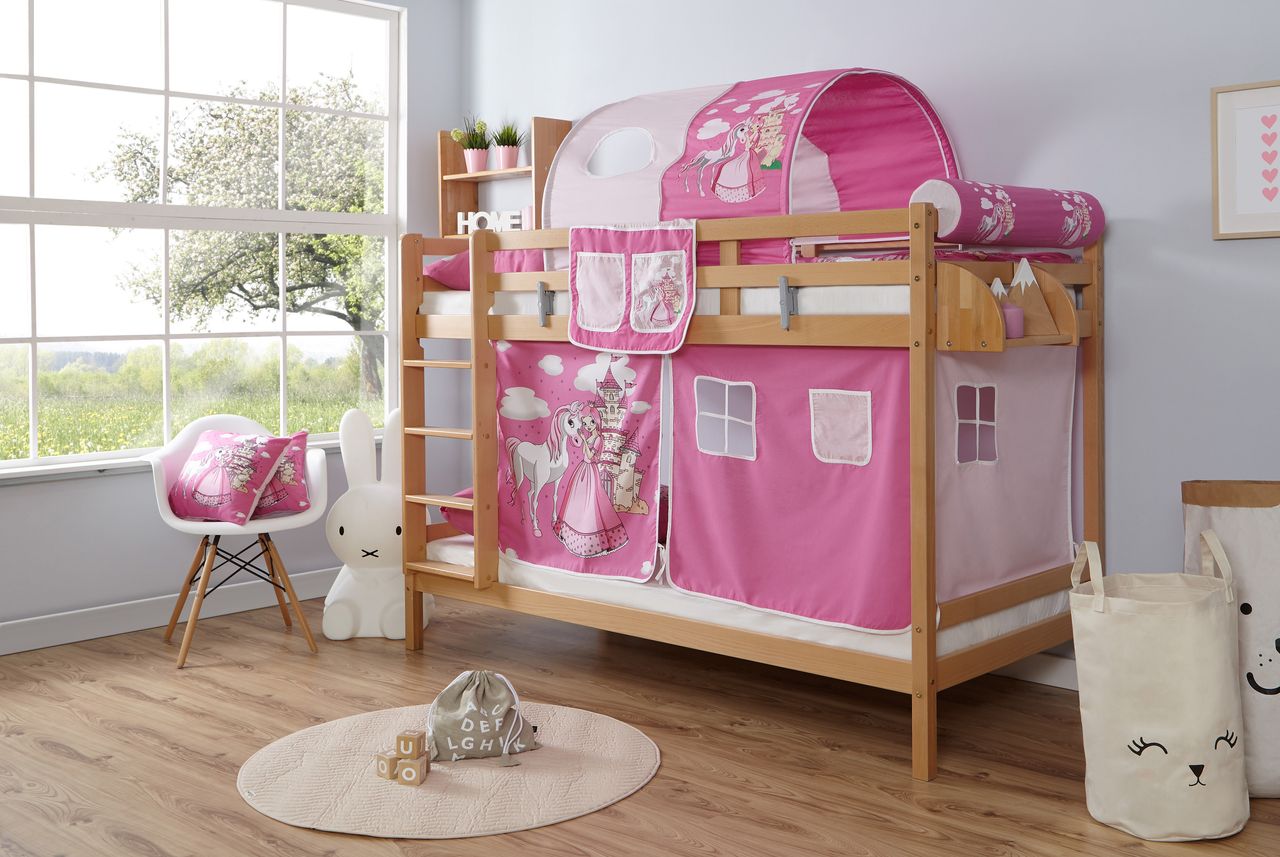 Ticaa Etagenbett Rene Buche Horse-Pink,A2