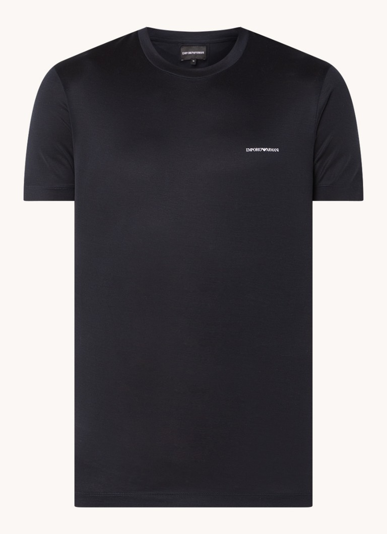 Tricou Emporio Armani din amestec de lyocell cu logo