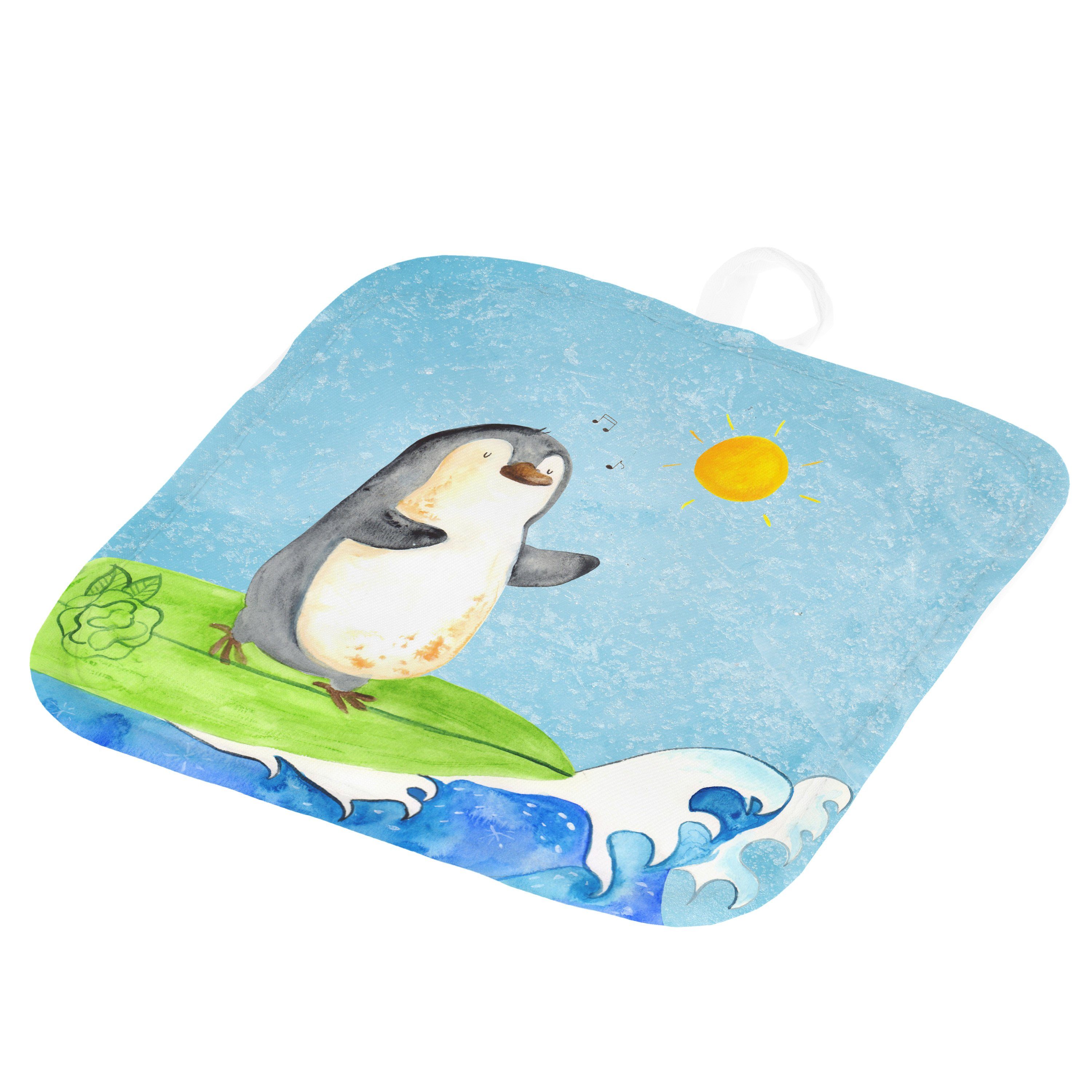 Mr. & Mrs. Panda Topflappen Pinguin Surfer - Eisblau - Geschenk, Wellen, surfen, Topflappen, Urla, (1-tlg)
