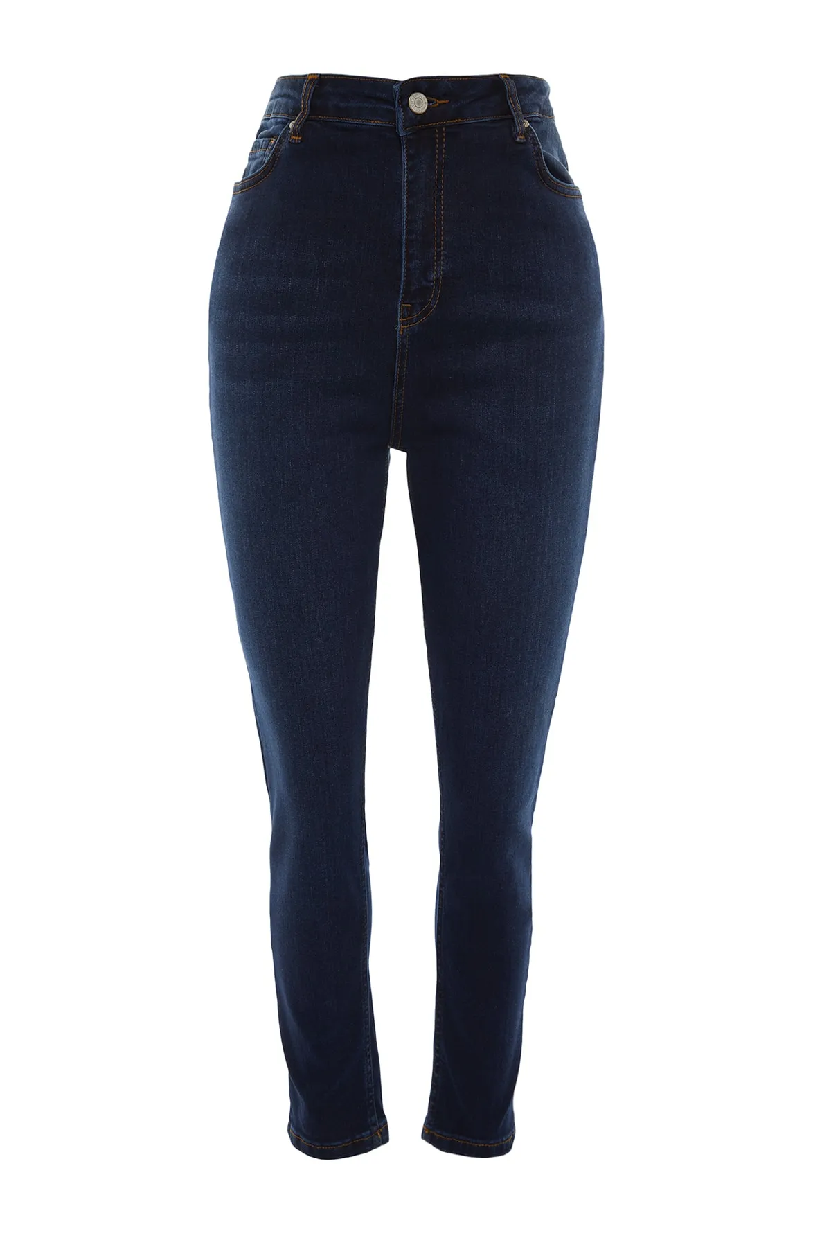 Trendyol Curve  Dunkelblaue, dehnbare Skinny-Jeans mit hoher Taille TBBAW23JE00000