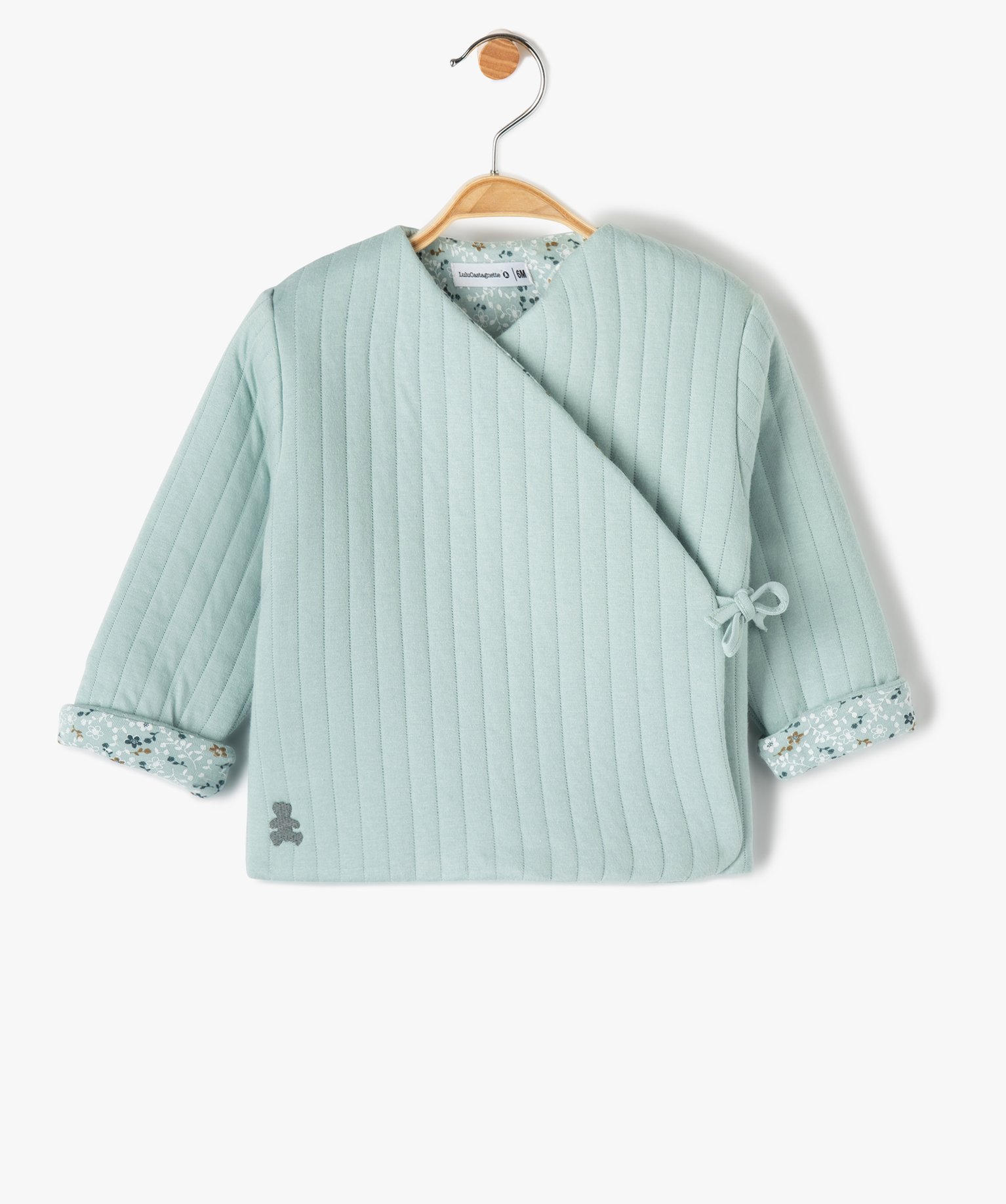 Gilet bébé matelassé fermeture cache-cur doublure fleur... vert | GEMO