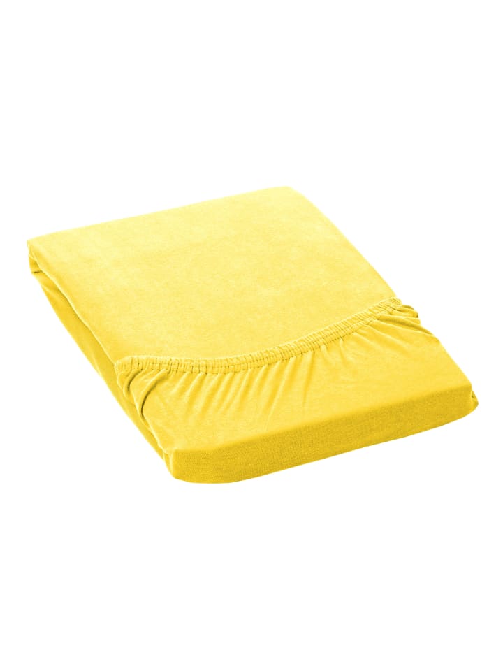 GMD Living Jersey Premium Spannbettlaken JANNEBY in Farbe Gelb günstig kaufen