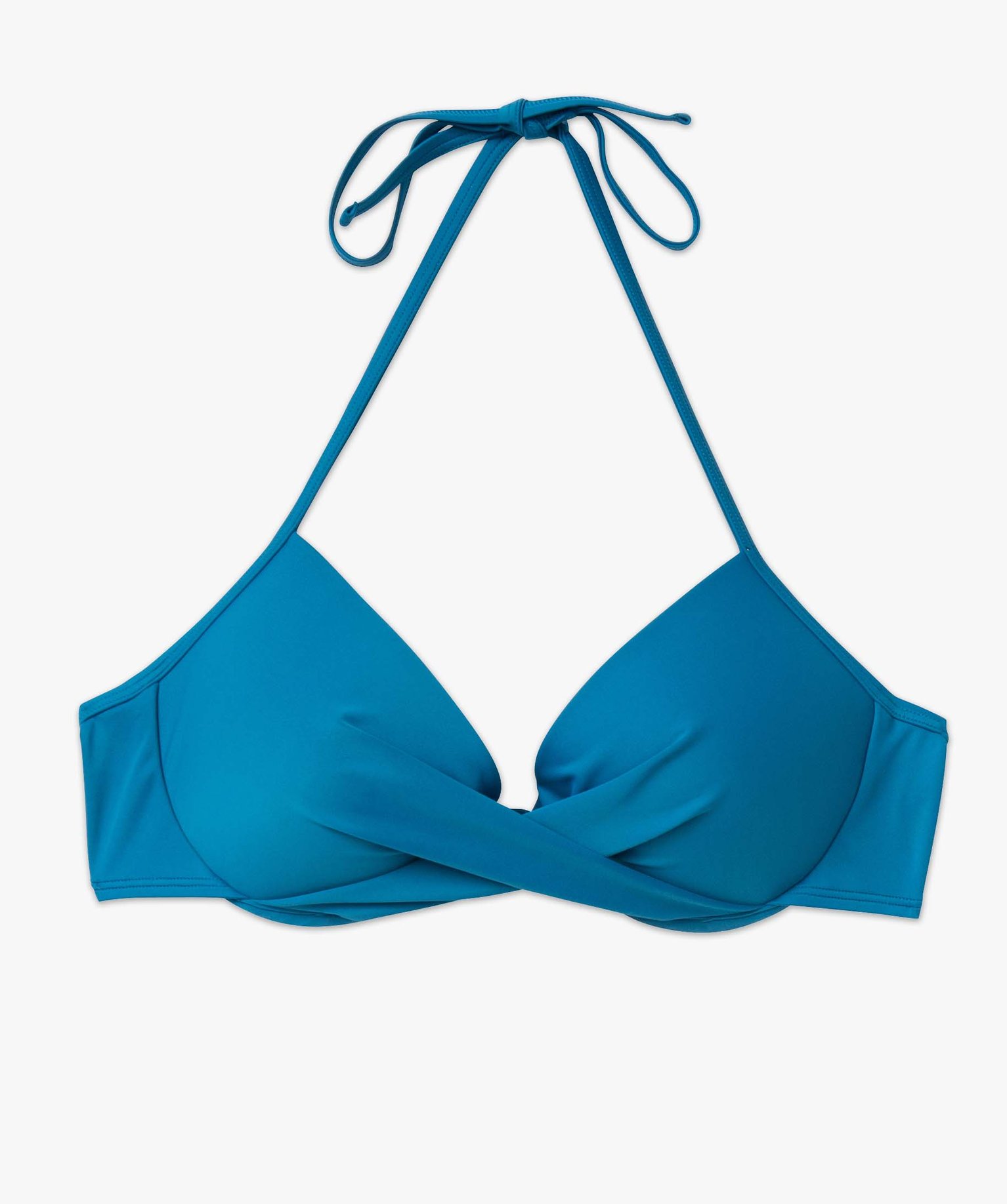 Haut de maillot de bain femme forme corbeille effet drapé bleu | GEMO