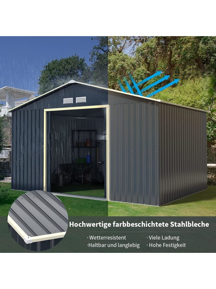COSTWAY Gerätehaus Metall 340x255x210cm in Grau günstig kaufen onesize