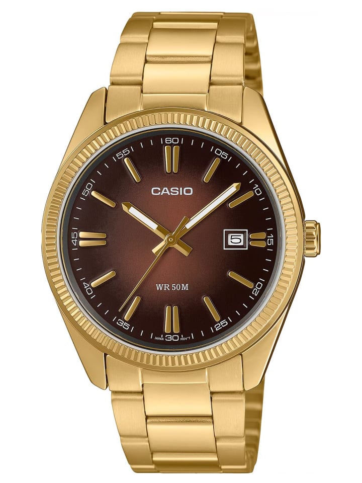 Casio Unisex Uhr Timeless Goldfarben/Braun günstig kaufen onesize