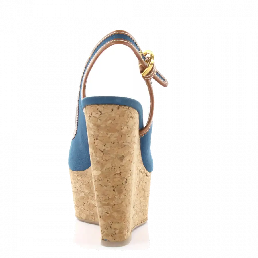 Sergio Rossi - Keilsandalen Plateau Riemchen Canvas blau - blau
