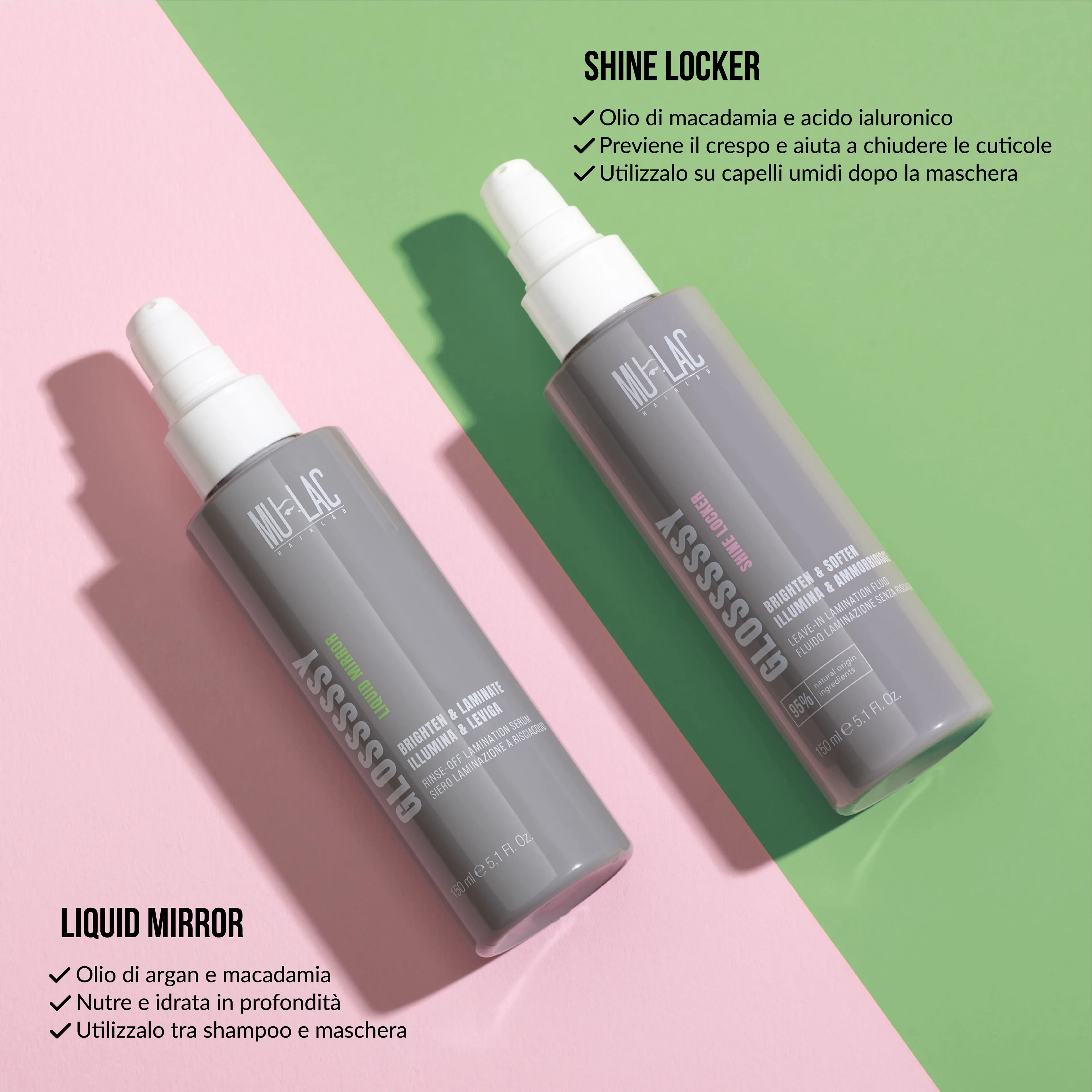 Hairlab Glossssy Liquid Mirror - Serum za laminiranje koji se ispire - Serum za stiliziranje i završnu obradu kose, Sjajna kosa