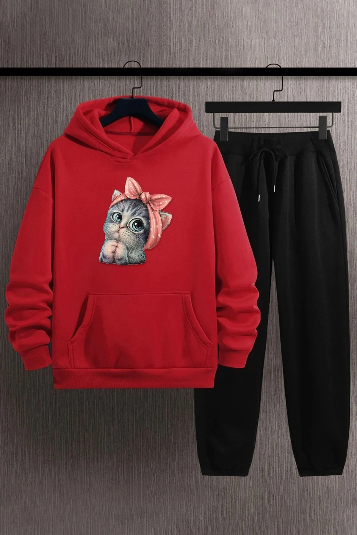 uyguntarz  Unisex-Trainingsanzug-Set mit süßer Katze