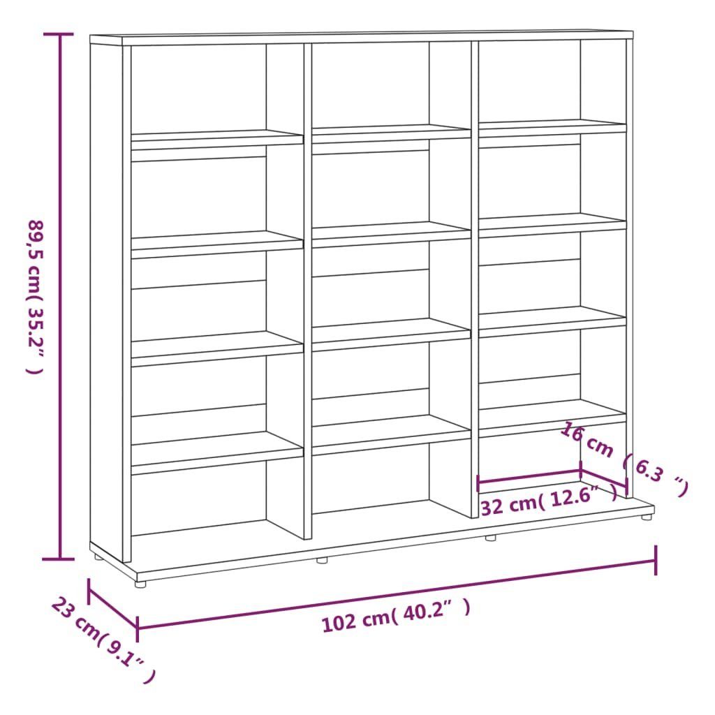 vidaXL CD-Regal CD-Regal Braun Eichen-Optik 102x23x89,5 cm Holzwerkstoff, 1-tlg.