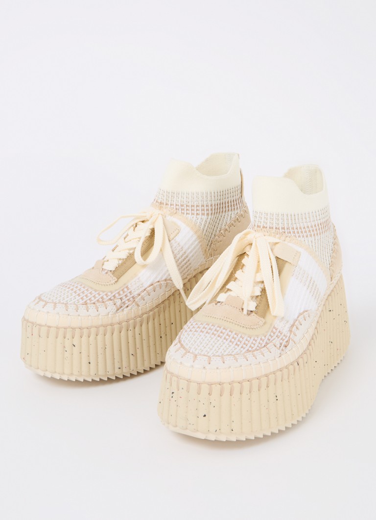 Chloé  Nama sneaker met gebreid bovenwerk en plateauzool