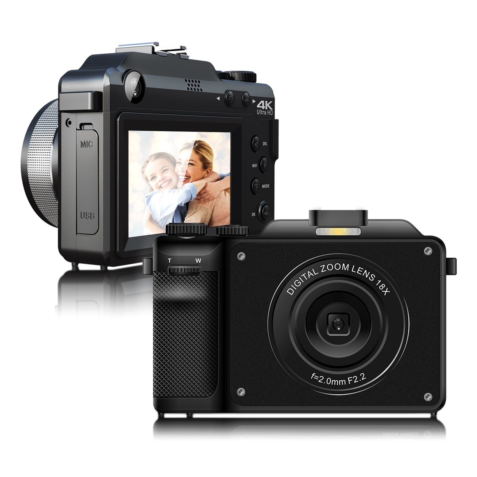 Fine Life Pro X9 Digitalkamera 48MP Superzoom-Kamera (48 MP, 16x opt. Zoom, WLAN (Wi-Fi), inkl. 48MP Digitalkamera)