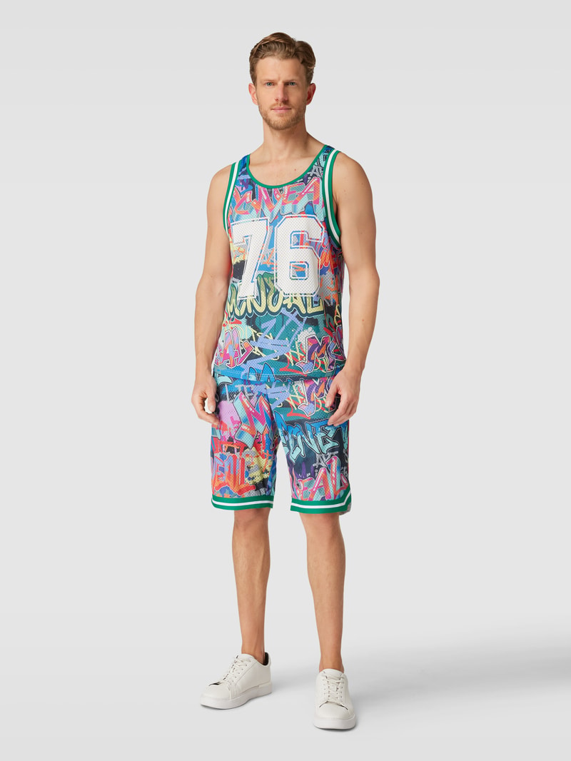 Shorts mit Allover-Muster in dunkelblau