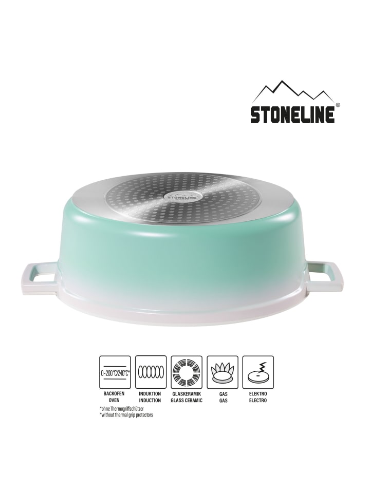 Stoneline Cocotte Bräter Oval 32x25 cm | mit Deckel in Mint günstig kaufen Ø 32 cm