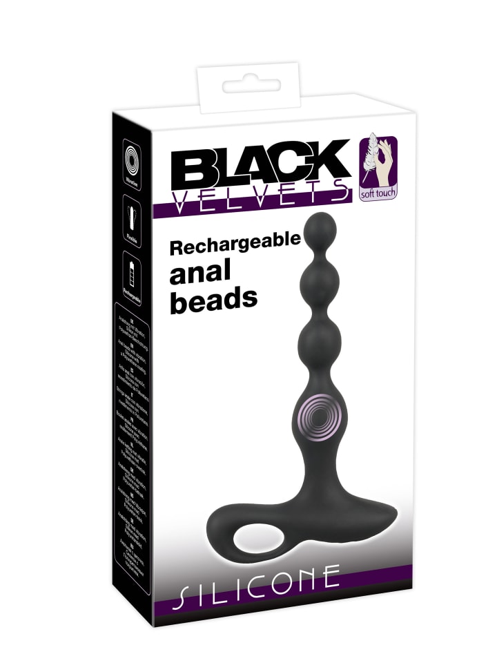 Black Velvets Analvibrator Rechargeable anal beads in schwarz günstig kaufen 20 cm