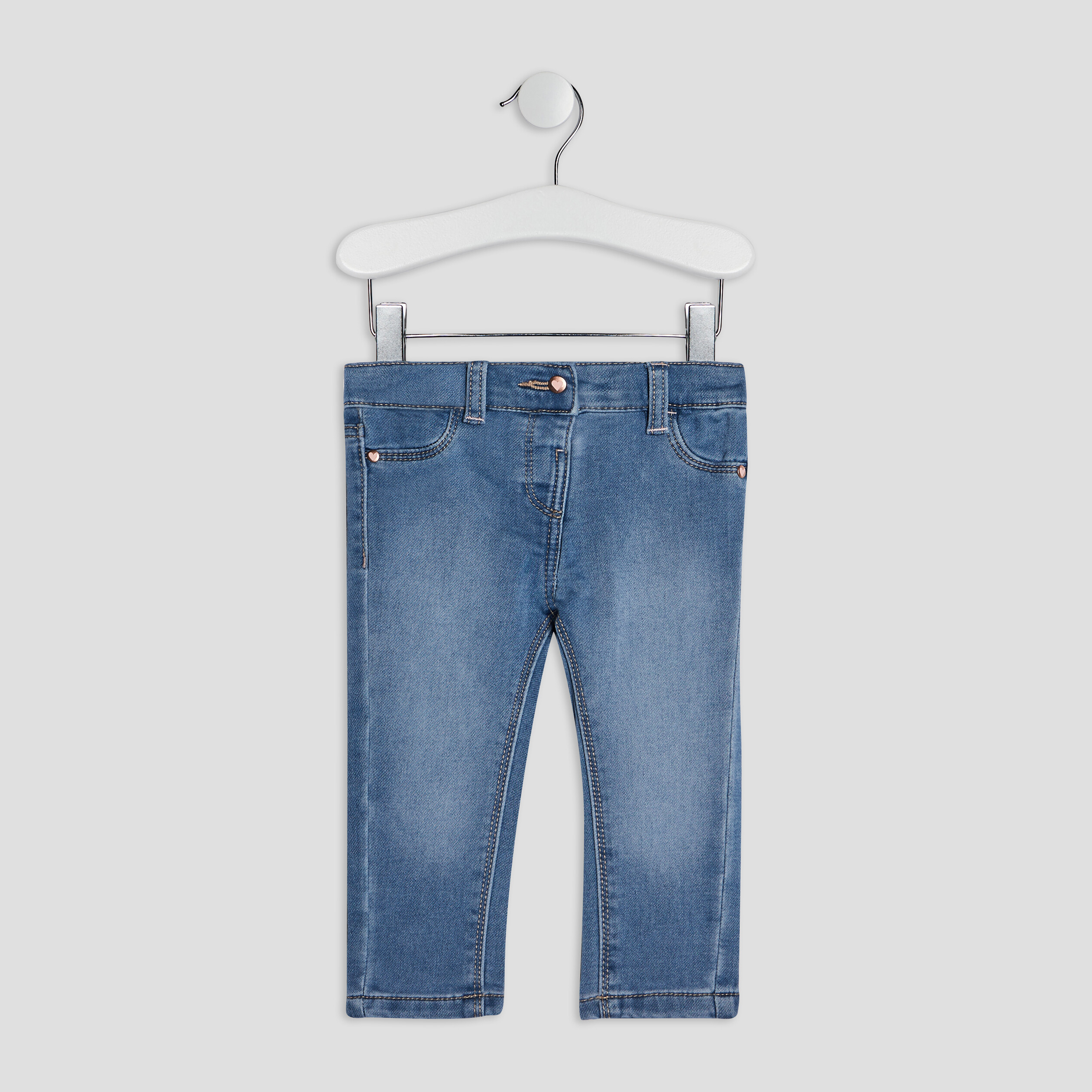Jean slim ajusté 4 poches denim stone bébé fille | La Halle