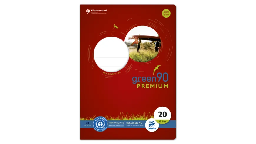 Ursus Green Premium Heft A4 32 Blatt Lineatur 20 blanko