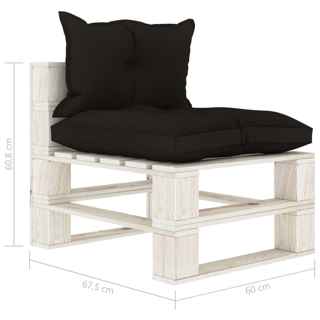 vidaXL Loungesofa Garten-Paletten-Mittelsofa mit Kissen in Schwarz Holz, 1 Teile