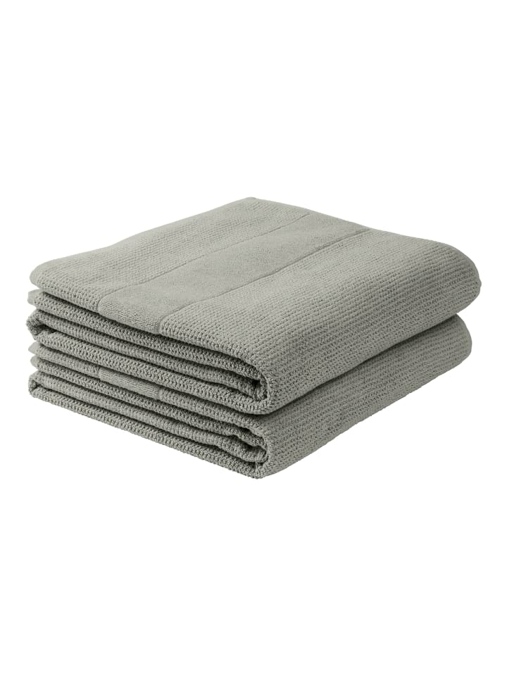 Schiesser 2er-Set: Duschtücher Turin in Grau günstig kaufen 70 x 140 cm