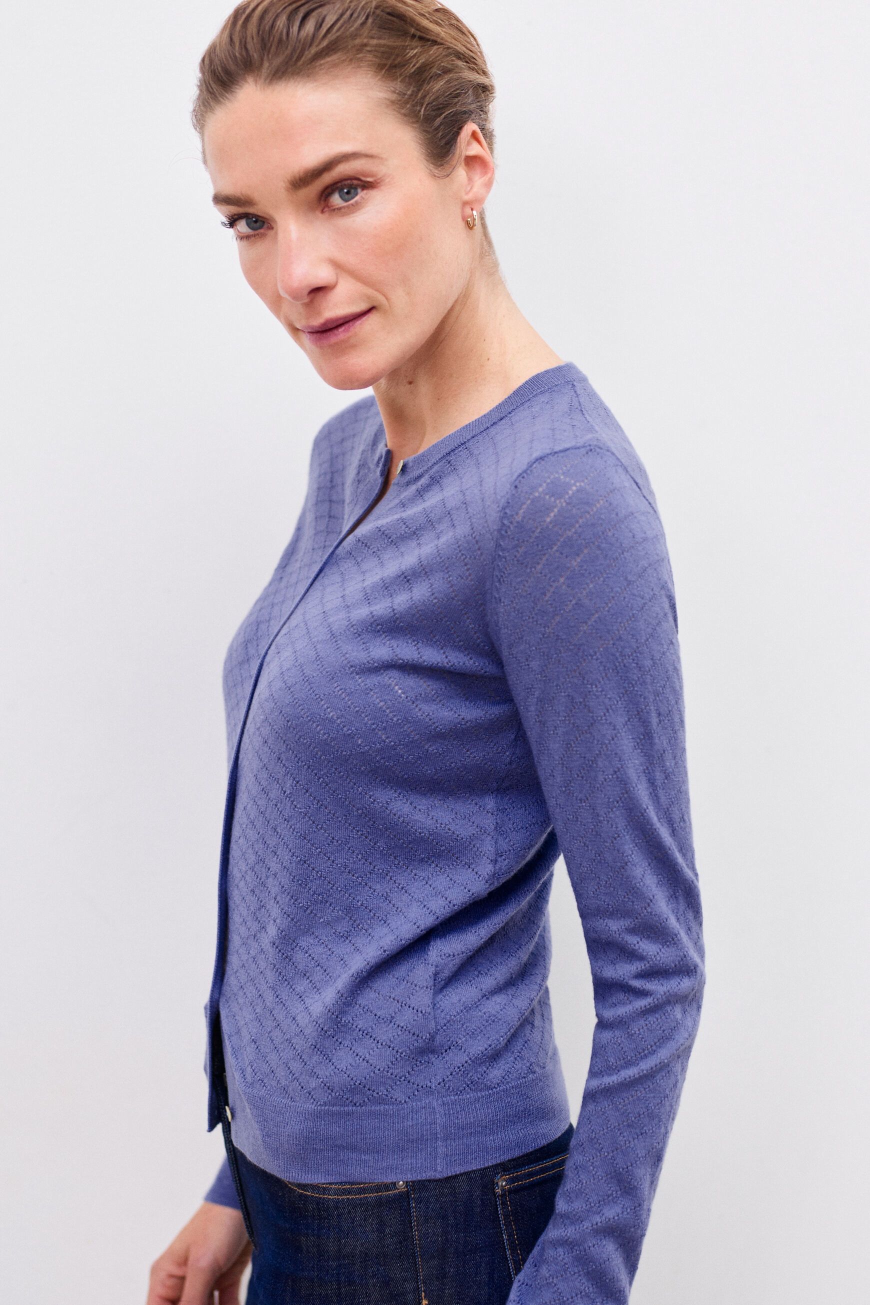 gilet capucine bleu violet femme