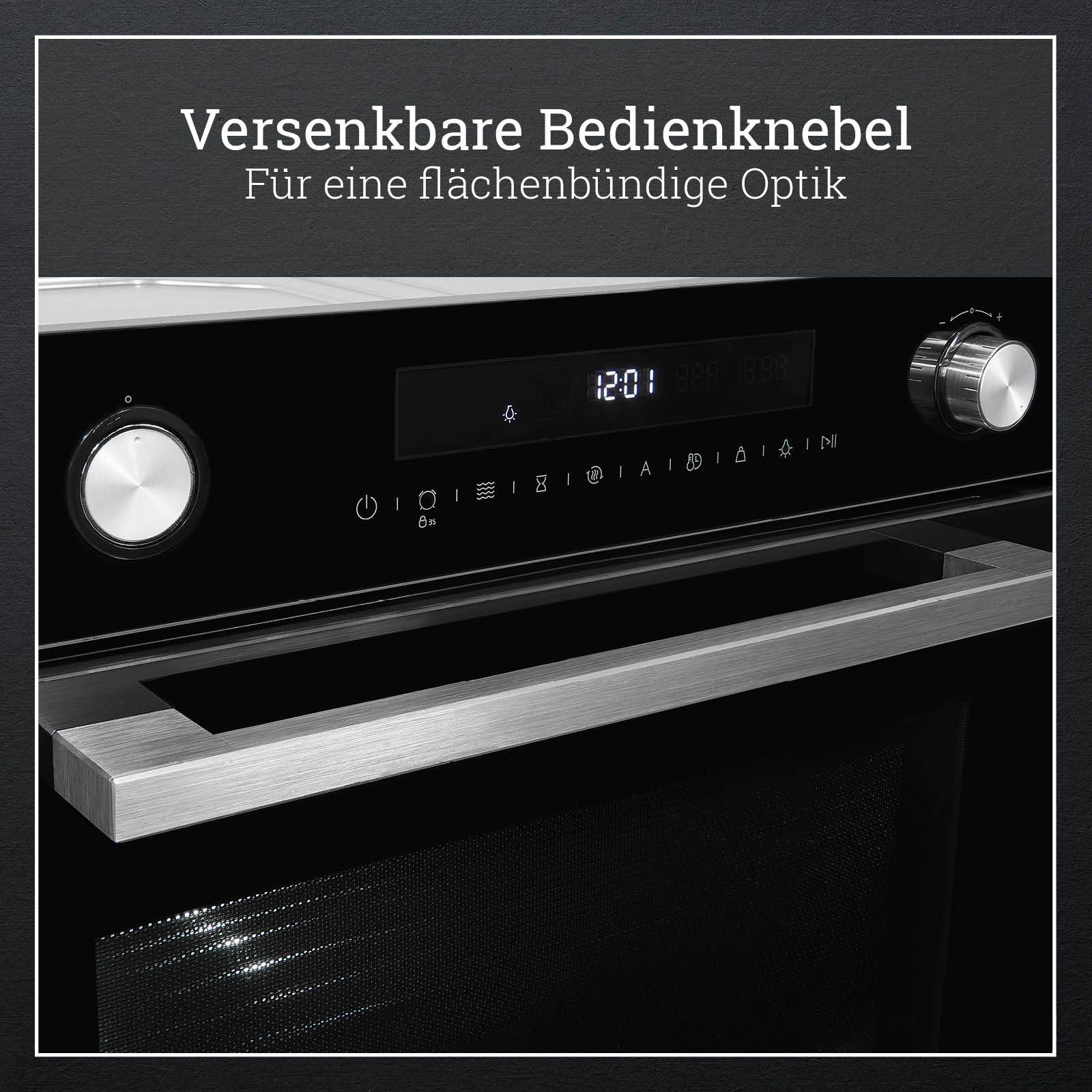 vonReiter Einbau-Mikrowelle VREBM 6072-3, Mikrowelle mit Backofenfunktionen, Grill, Heißluft, Unterhitze, Auftaufunktion, 72,00 l, Touch-Control