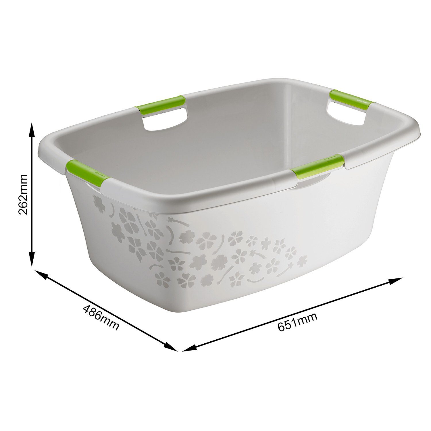 ROTHO Wäschekorb Flowers Wäschewanne 50l mit 4 Griffen, Kunststoff (PP) BPA-frei, Belüftungslöcher in Blumenform ermöglichen Luftzirkulation innerhalb des Wäschesammlers