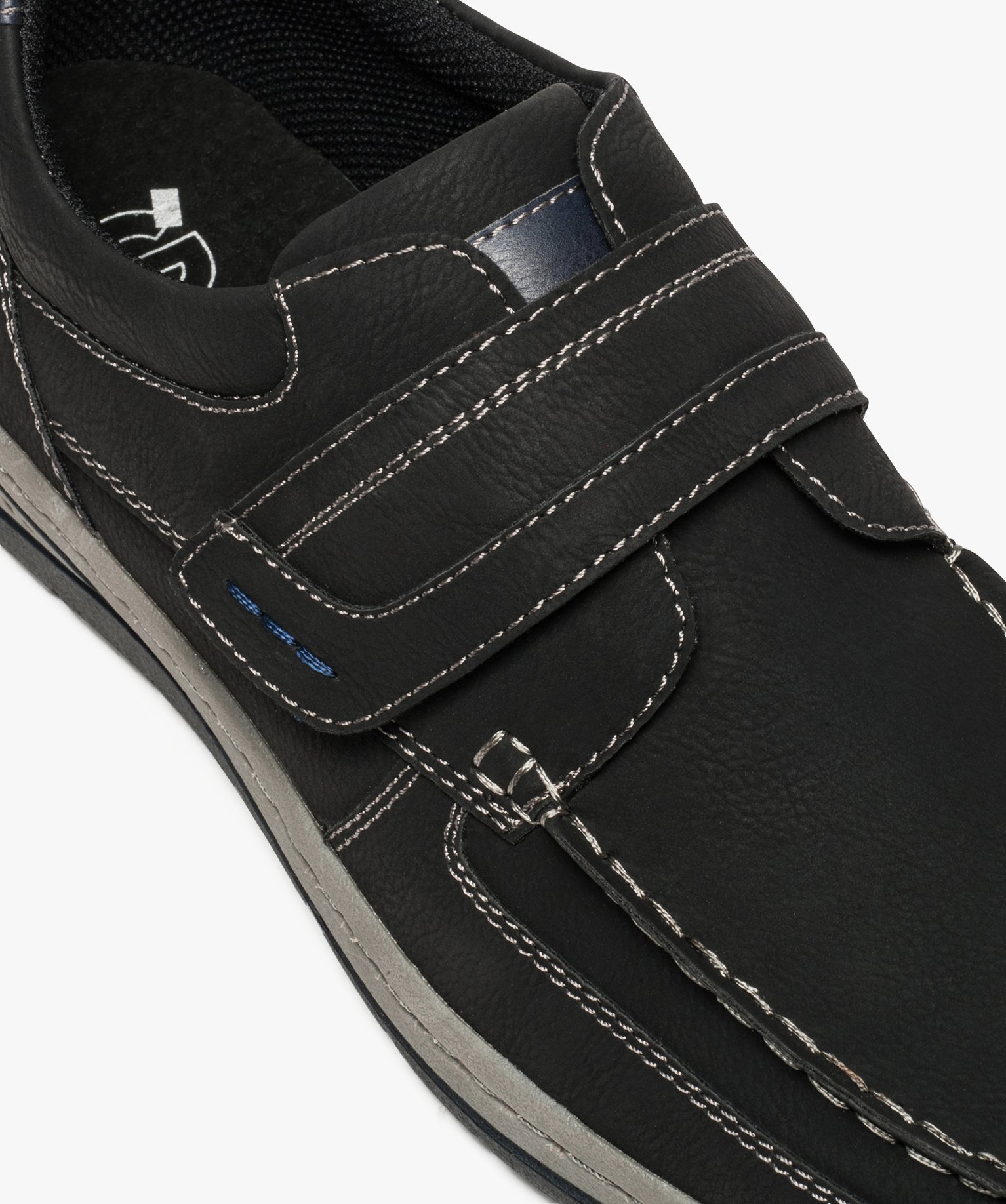 Chaussures bateau homme confort fermeture scratch noir | GEMO