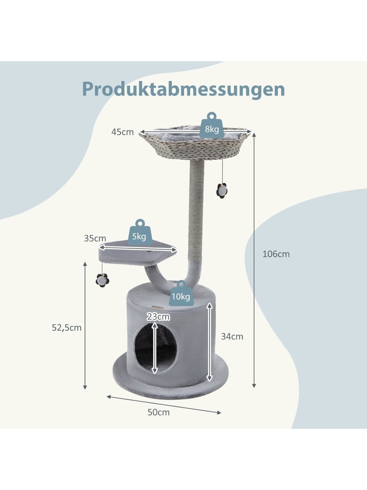 COSTWAY 106 cm Katzenbaum in Grau günstig kaufen onesize