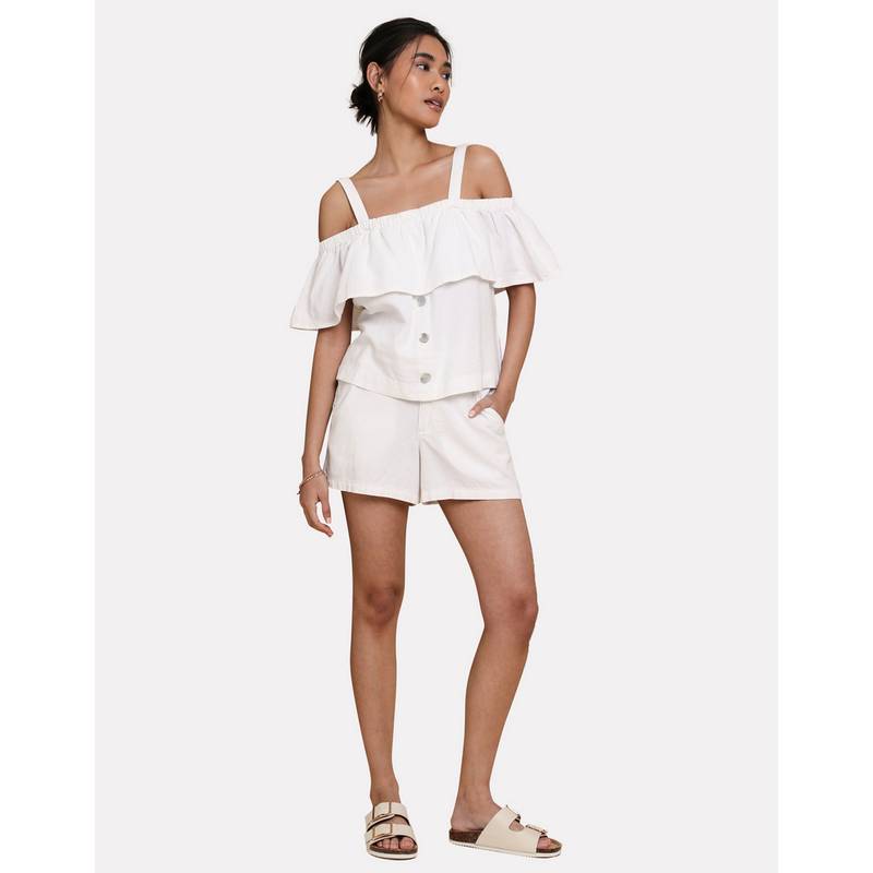 Threadbare THB Aspen Linen Bardot Top Tanktop Damen