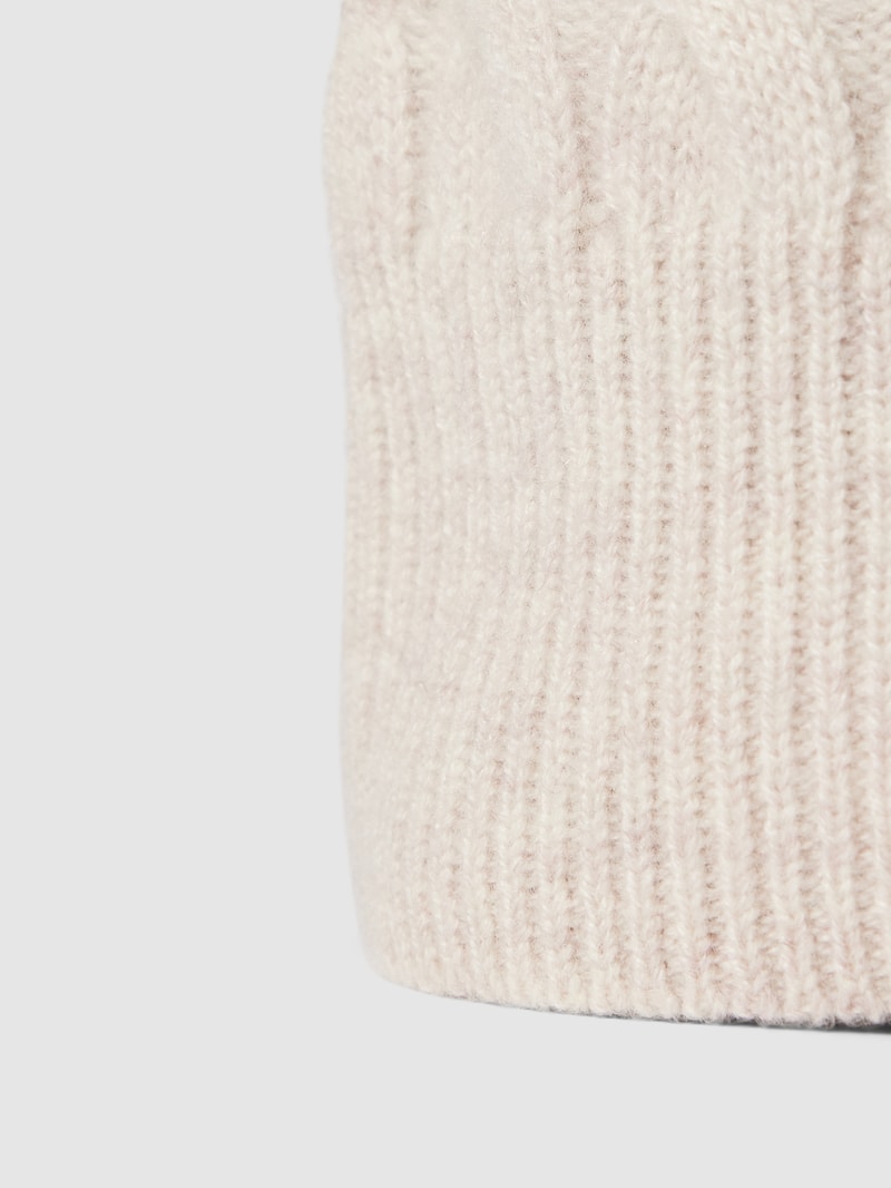 Strickmütze aus Kaschmir in beige meliert
