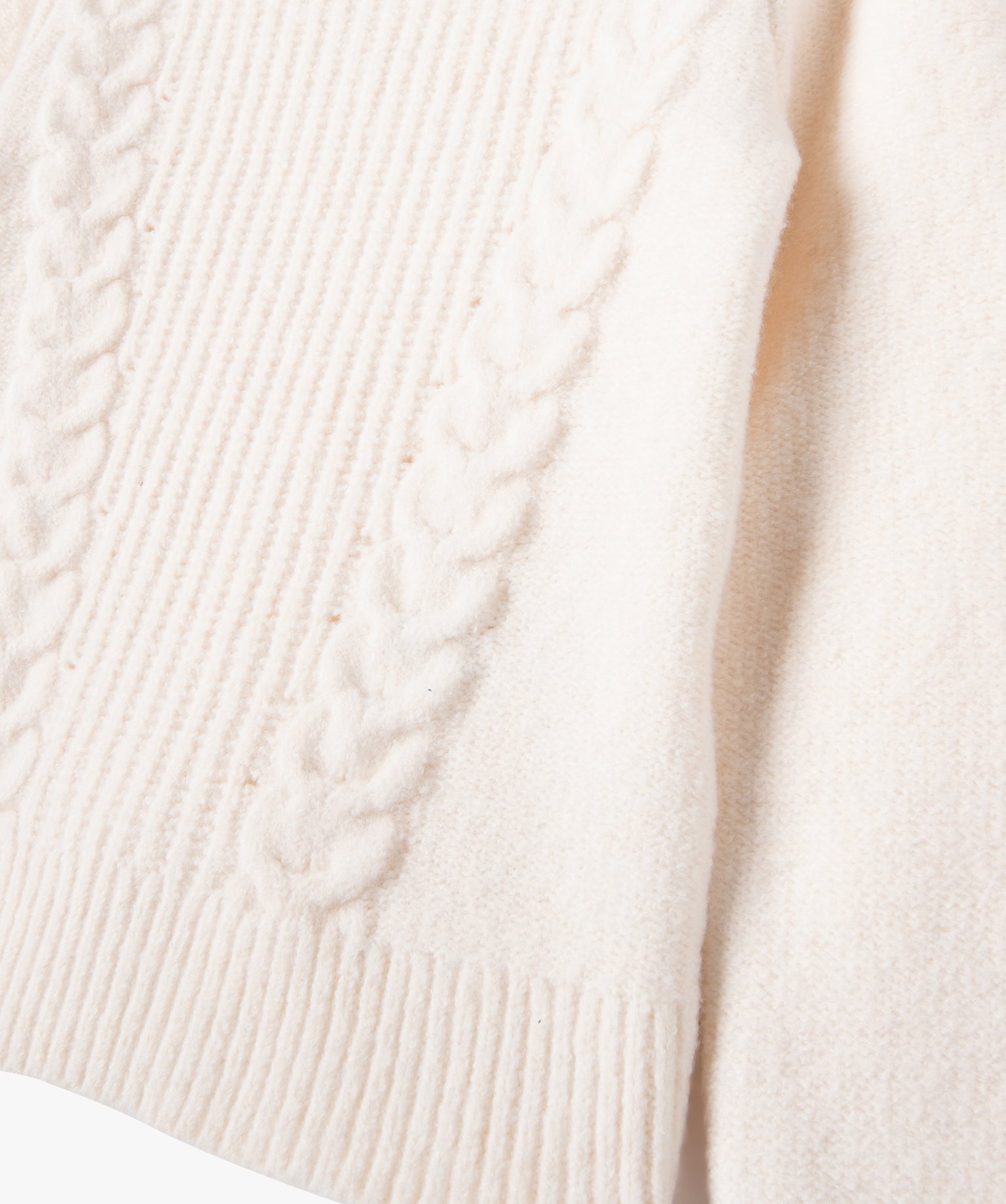 Pull en maille avec torsades sur l’avant fille ecru | GEMO